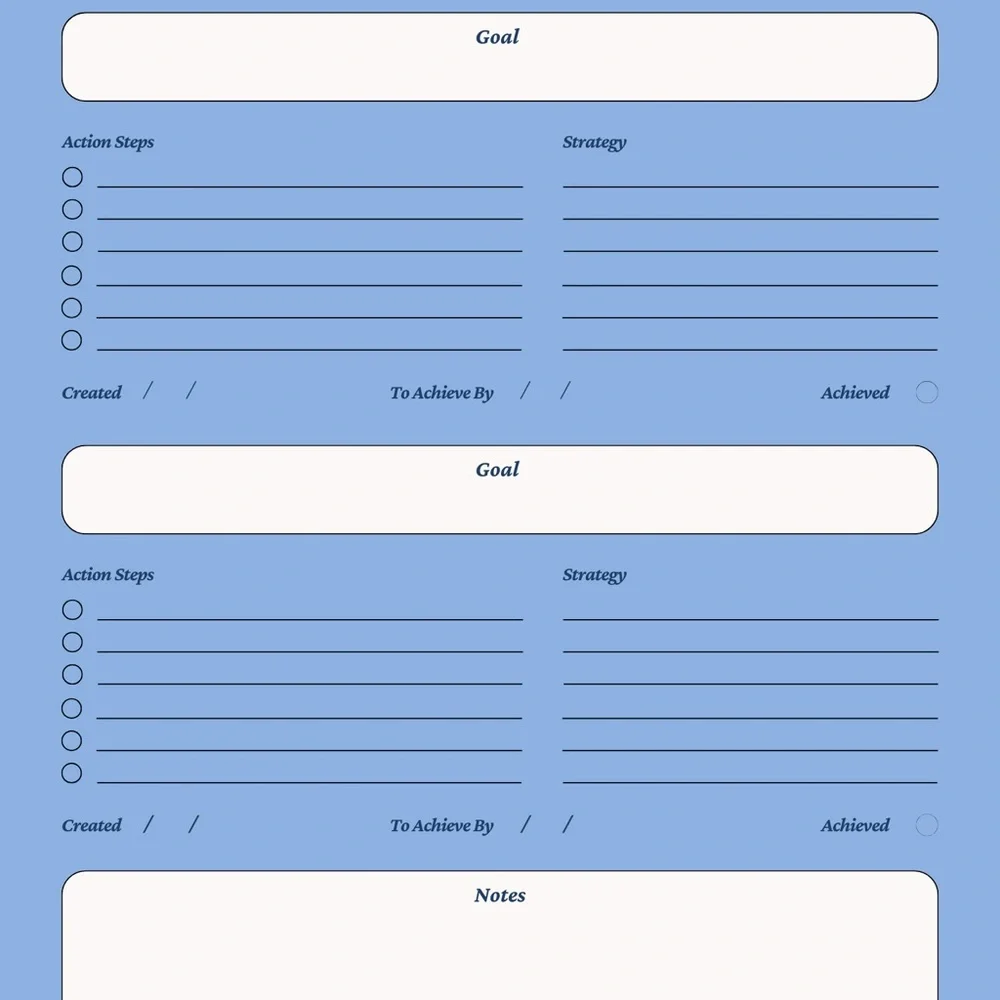 The Progress Goals All-in-One Planner - Blue Floral Design